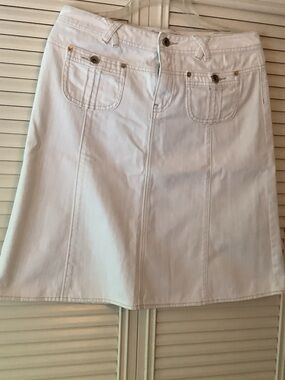 Banana Republic  Off White A-Line Denim Skirt